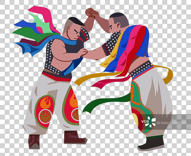 中国风地理环境风景北方内蒙古旅游旅行民风民俗活动庆祝欢乐放松心情游玩游戏摔跤格斗元素素材插画图片素材