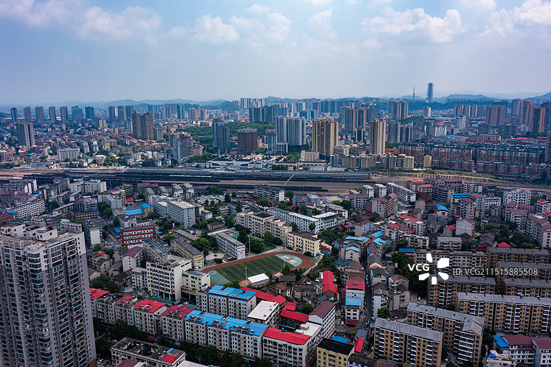 航拍湖南娄底娄星区城市风光图片素材