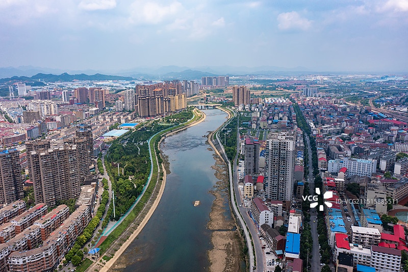 航拍湖南娄底娄星区城市风光图片素材