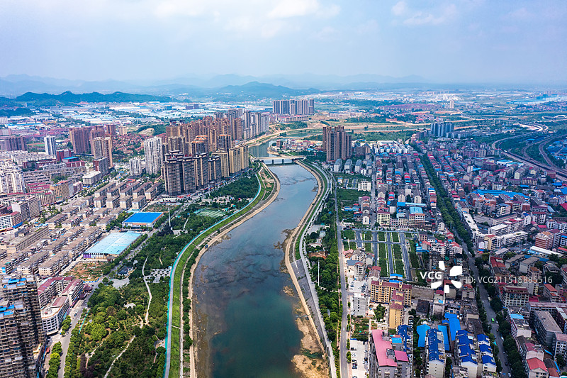 航拍湖南娄底娄星区城市风光图片素材