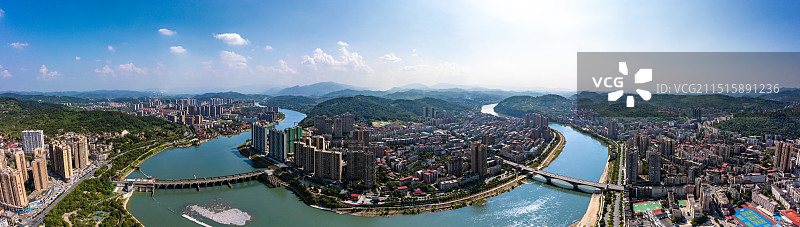 航拍湖南娄底冷水江城市风光图片素材