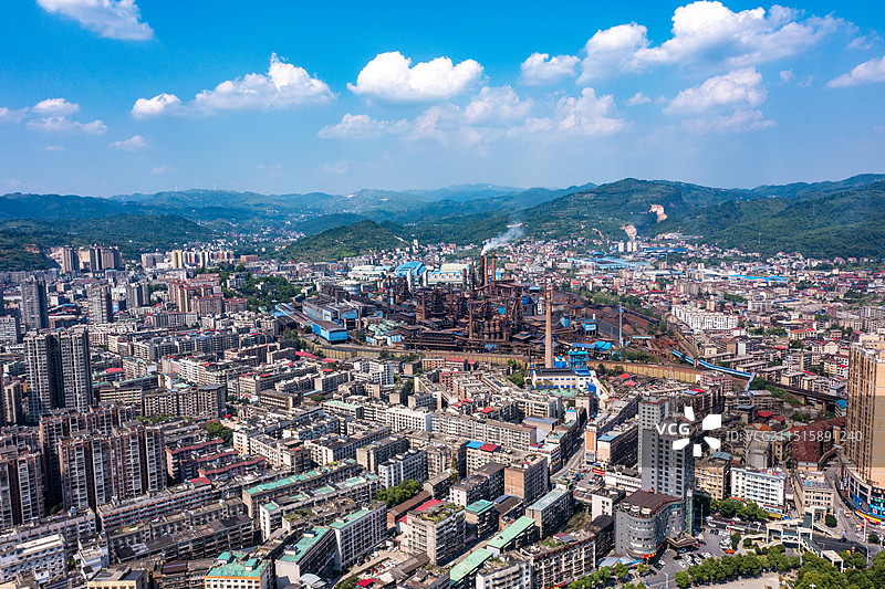 航拍湖南娄底冷水江城市风光图片素材