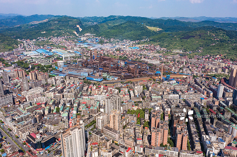航拍湖南娄底冷水江城市风光图片素材