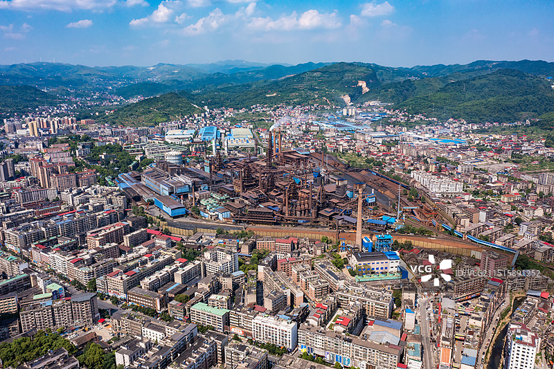 航拍湖南娄底冷水江城市风光图片素材