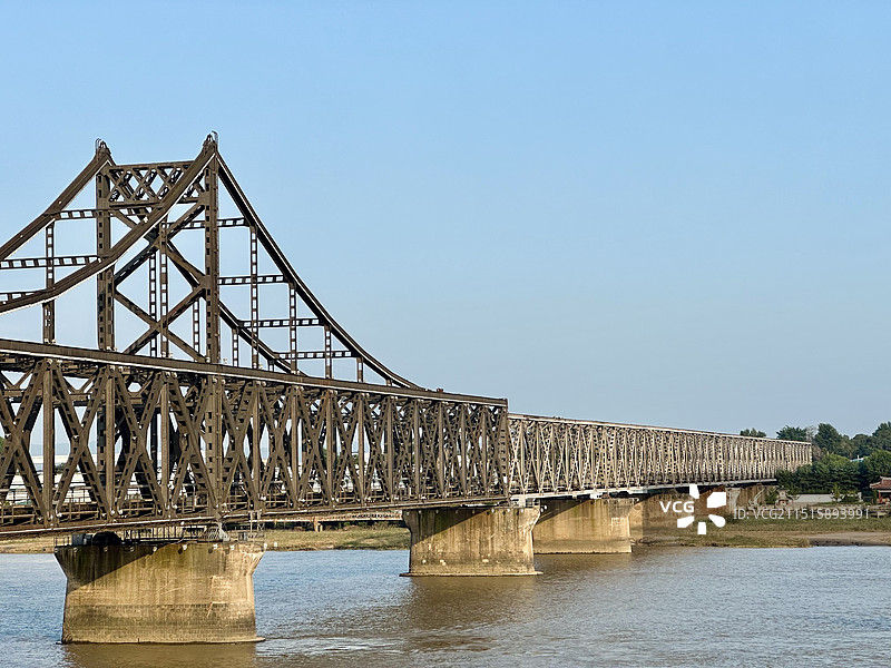 鸭绿江断桥及远眺朝鲜图片素材