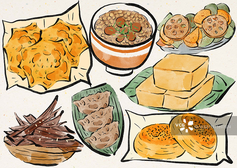国潮风柳州美食插画图片素材
