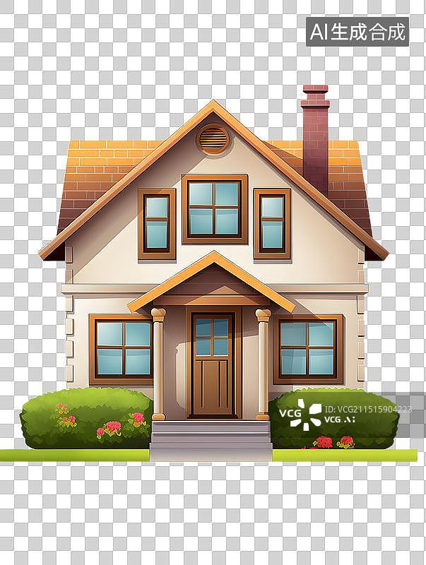 【AI数字艺术】卡通风格 独栋别墅 房屋图片素材