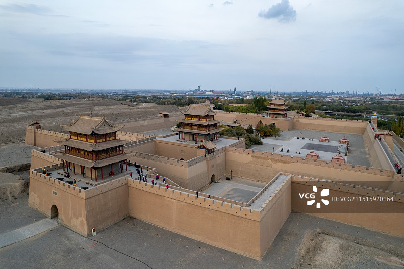 甘肃嘉峪关关城文物景区明长城遗址航拍图片素材