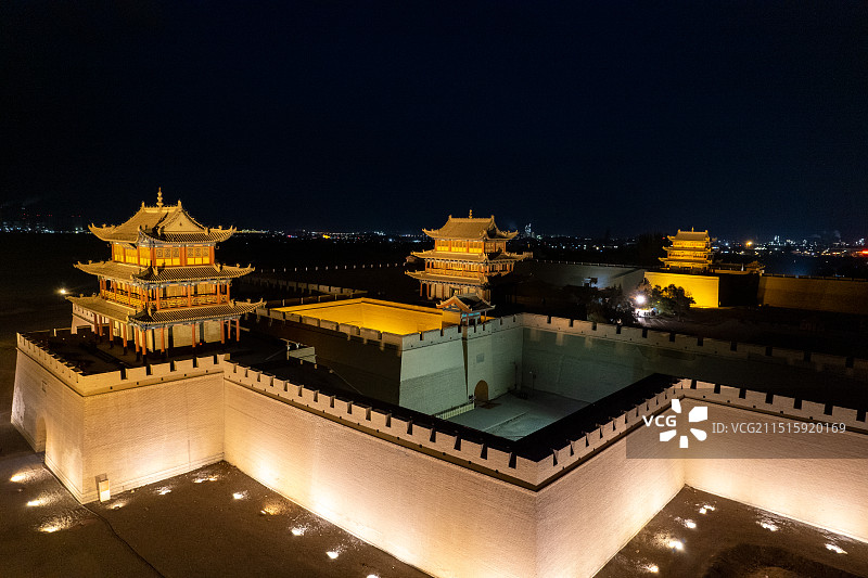 甘肃嘉峪关关城文物景区明长城遗址航拍图片素材