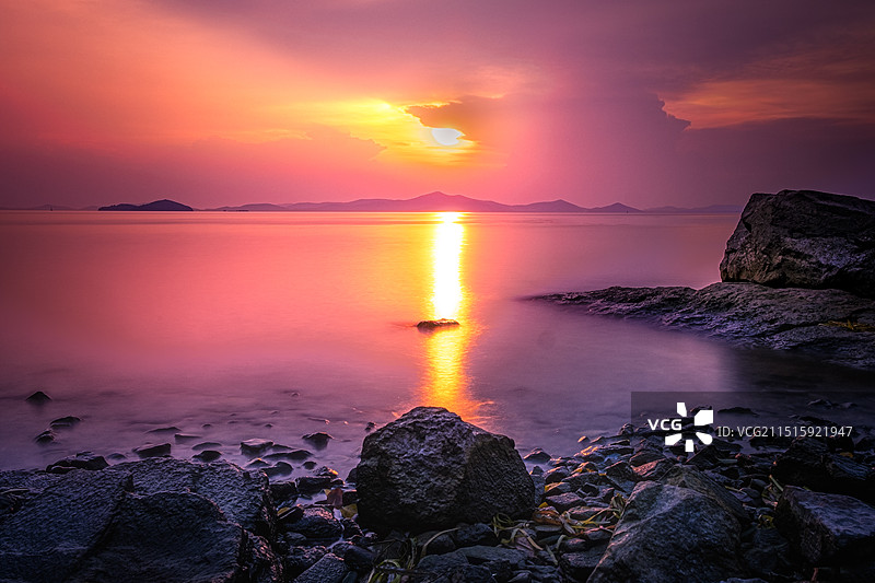 无锡红沙湾落日图片素材