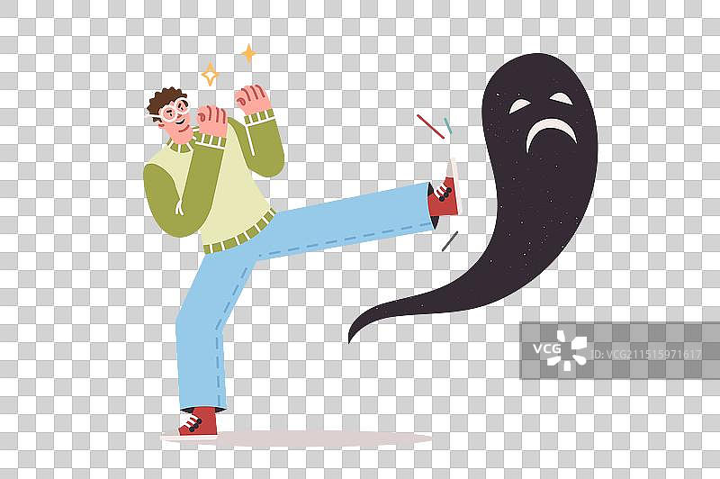 男人克服精神恐惧和心理问题图片素材