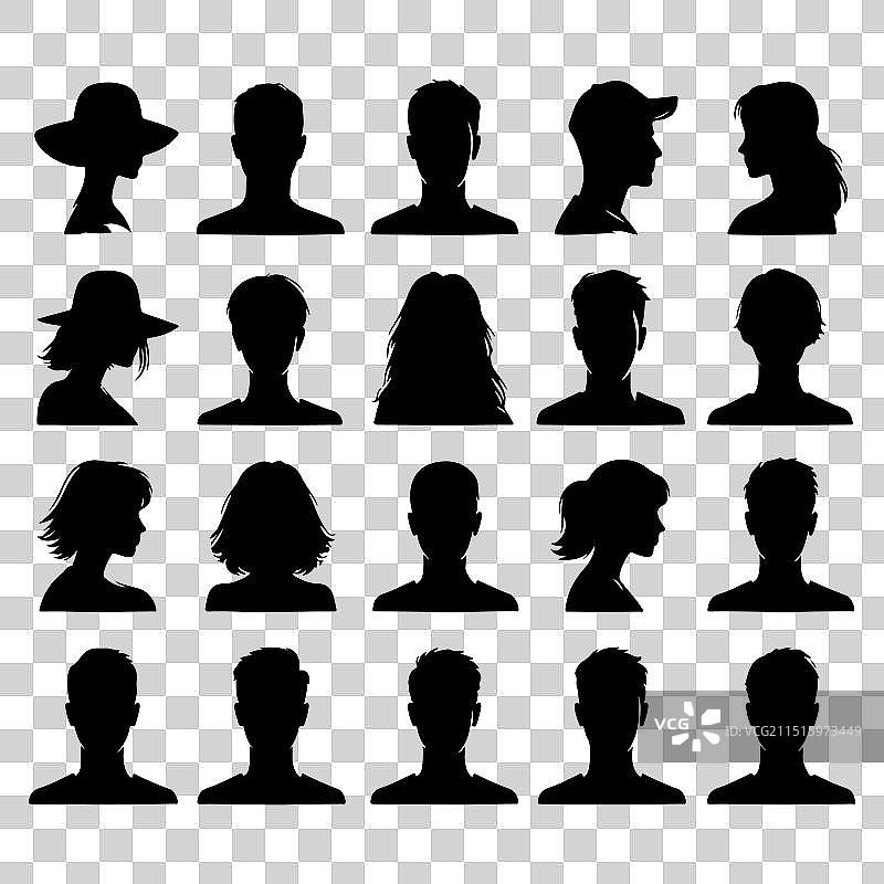 人物头像和肩膀轮廓合集图片素材