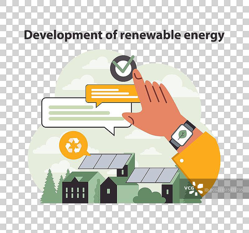 手指向可再生能源对话图片素材