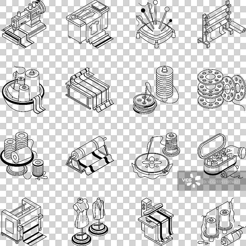 缝纫和纺织机器2.5D合集图片素材