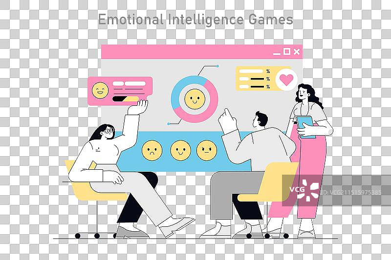 心理治疗中的游戏化扁平设计图片素材