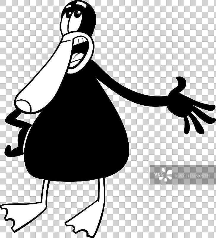 卡通黑鸭动物角色唱歌图片素材