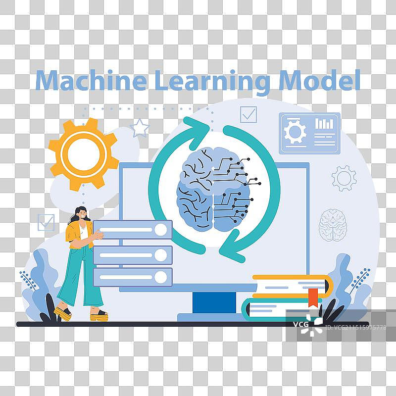 AI模型概念扁平风格图片素材