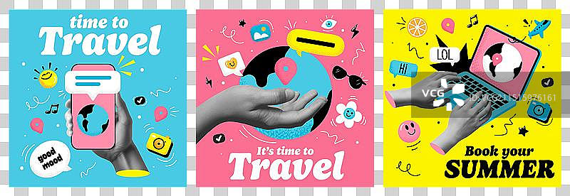 旅行时光拼贴海报设计图片素材