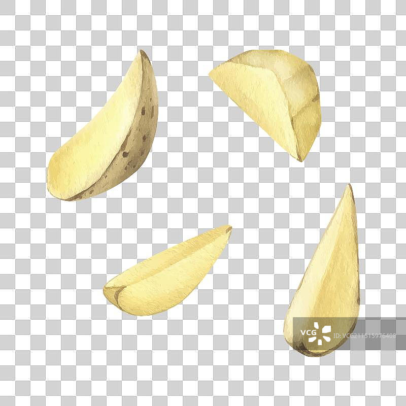 带皮和去皮的白色马铃薯图片素材