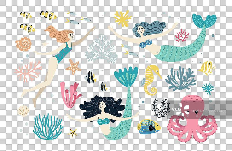海底美人鱼女巫神话图片素材