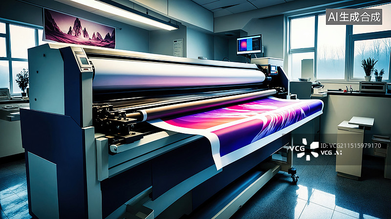 【AI数字艺术】大型打印机工作场景图片素材
