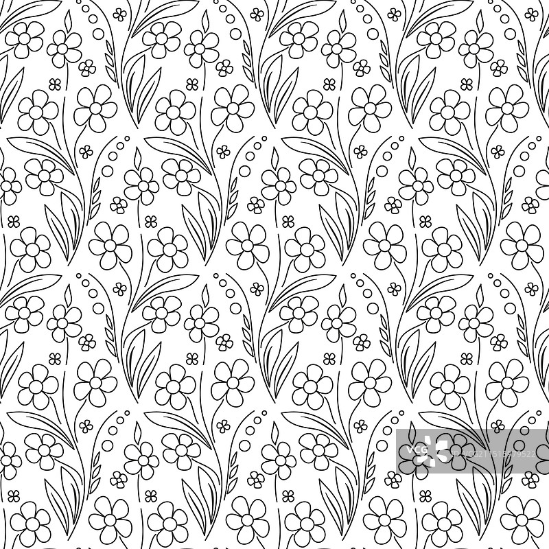 民族风格的野生花卉填色页图片素材