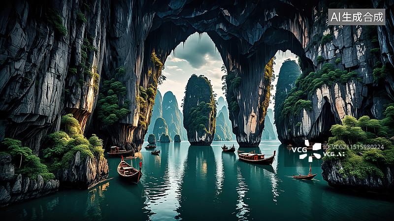 【AI数字艺术】梦幻山水图片素材