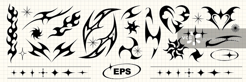 Y2K黑色几何图形组合图片素材