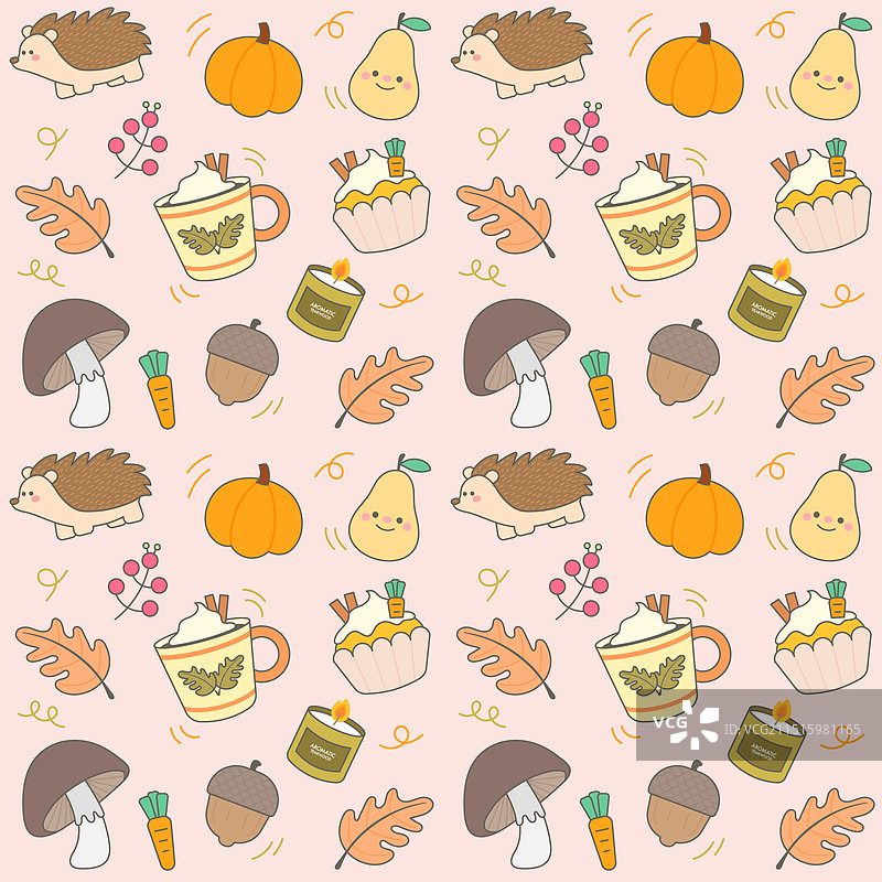 可爱的彩色甜美秋季无缝图案图片素材