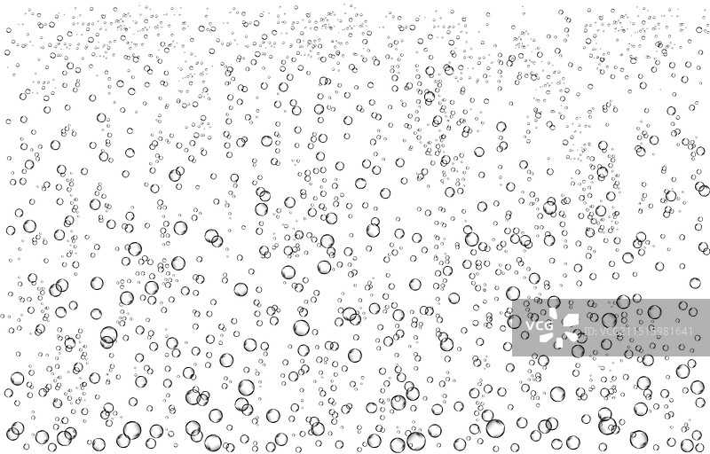 水中氧气气泡流动（白色背景）图片素材