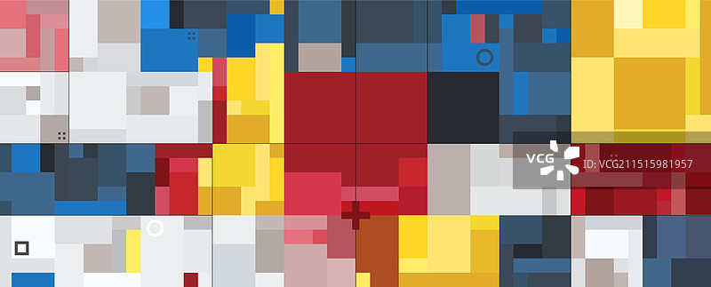 以彩色正方形为中心的拼贴图片素材