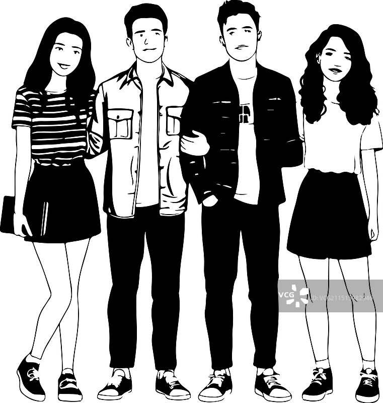 与漂亮的可爱女孩在一起的英俊的年轻男子图片素材