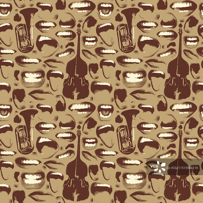 微笑嘴唇音乐无缝图案图片素材