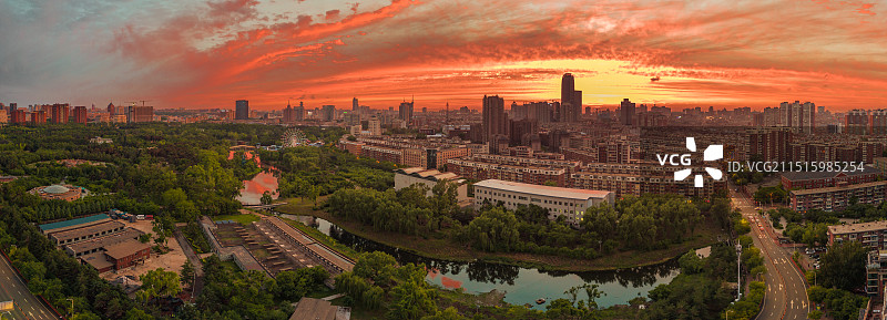 长春动植物公园傍晚航拍图片素材
