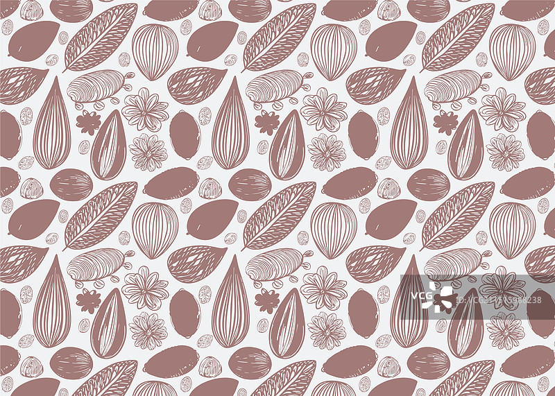杏仁花卉手绘无缝图案图片素材