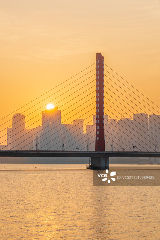 杭州西兴大桥日出图片素材