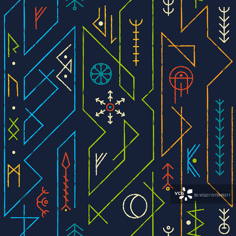 彩色符文无缝图案图片素材