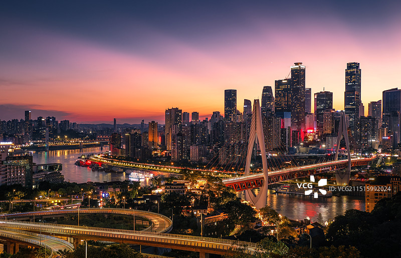 霞光溢彩 城景如画图片素材