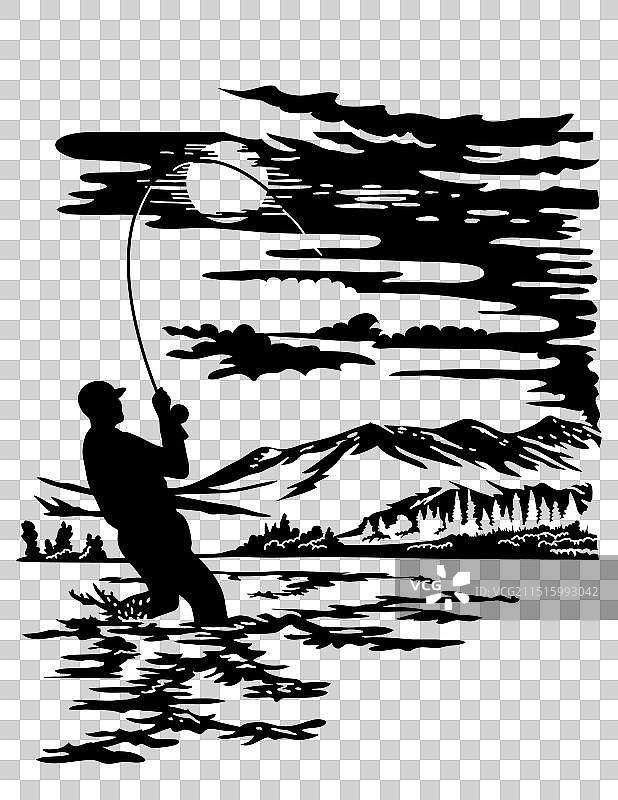 在黄石麦迪逊河飞蝇钓鱼图片素材