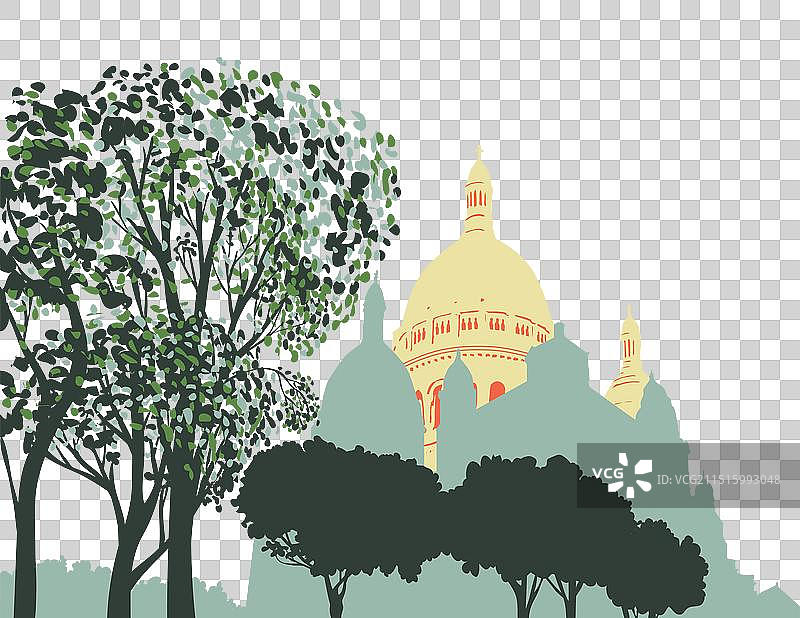 巴黎蒙马特圣心大教堂图片素材