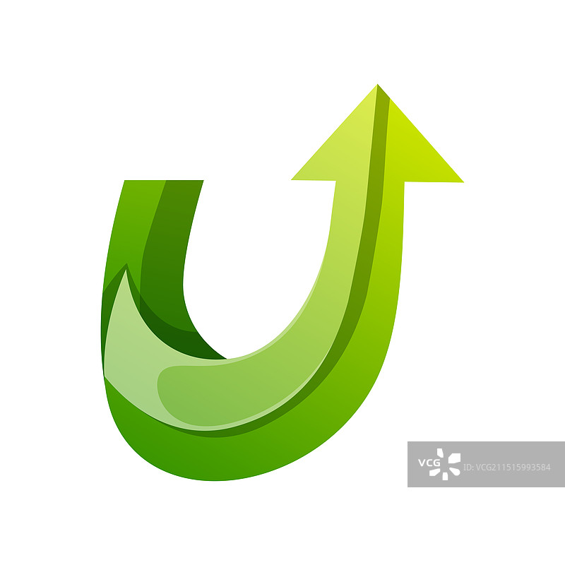 渐变风格会计U字母标志图片素材