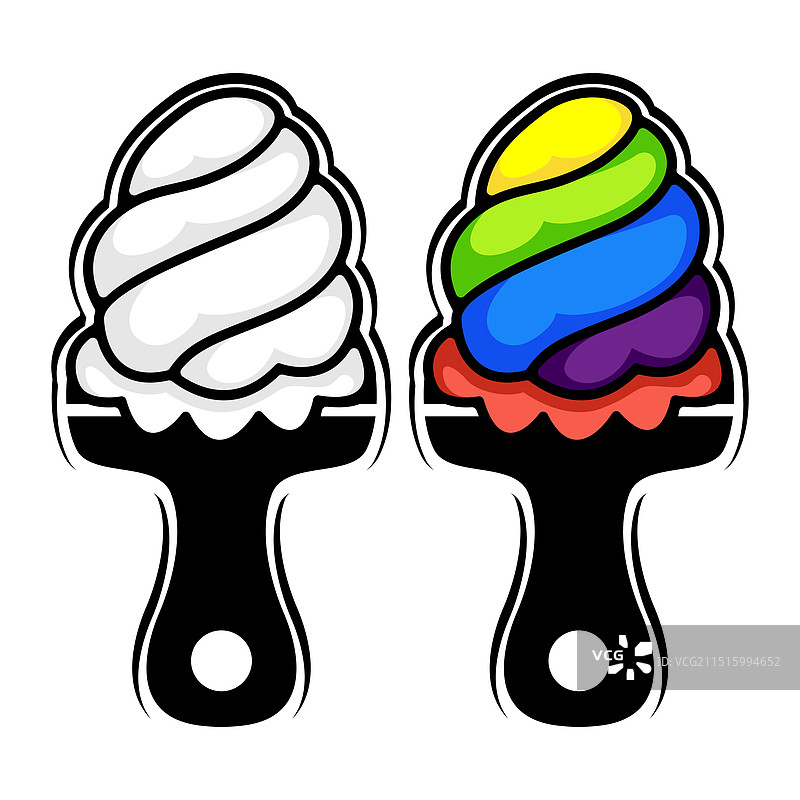 画笔和冰淇淋logo设计图片素材