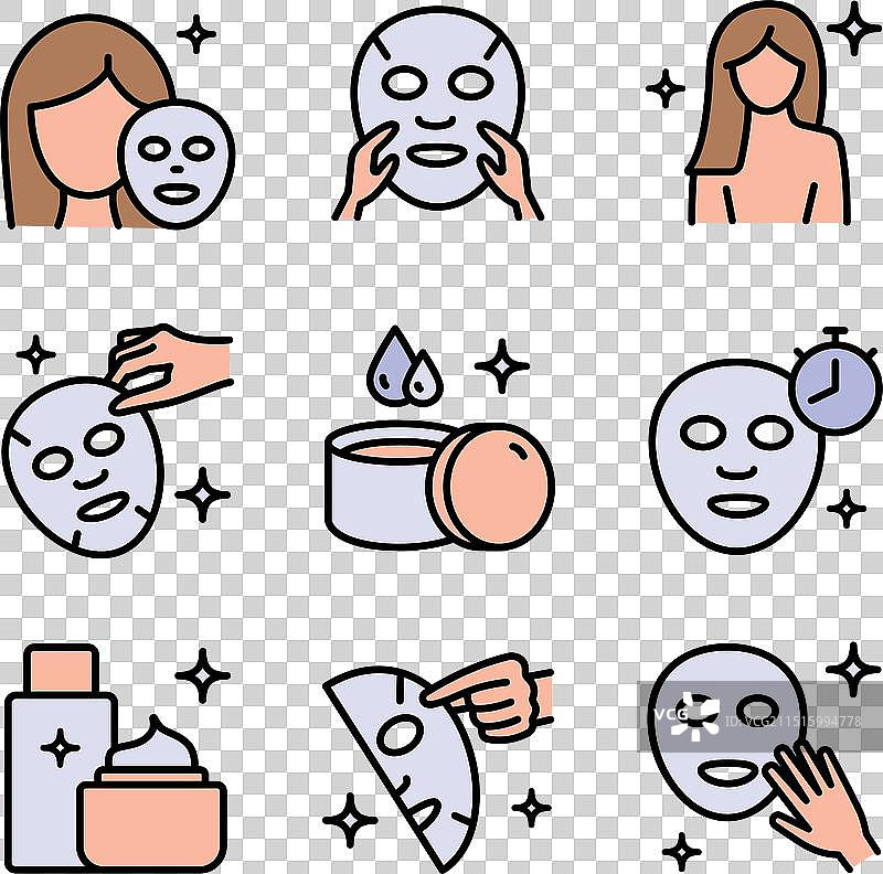 卸妆护肤图标集图片素材