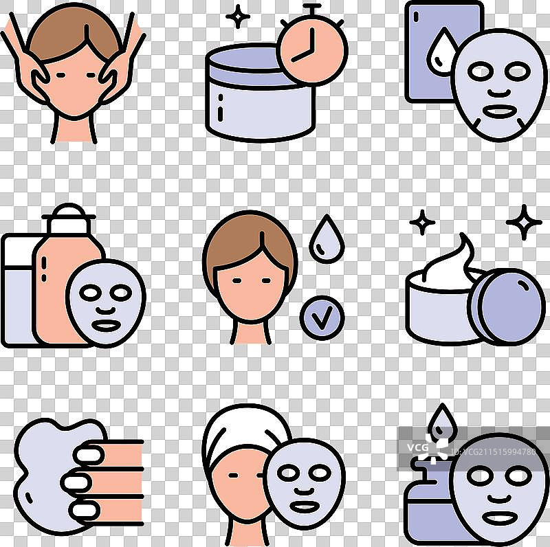 卸妆护肤图标集图片素材