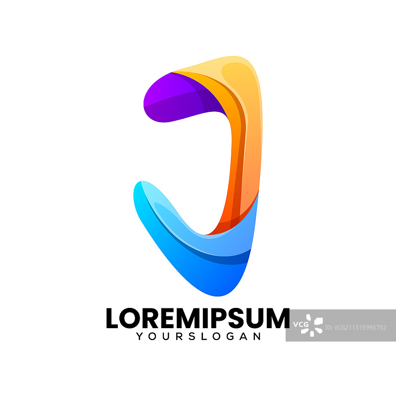 彩色字母J抽象标志设计图片素材