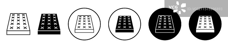 白色背景上的床垫图标集图片素材