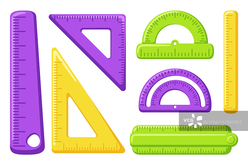 可爱学习文具套装：三角板和量角器图片素材
