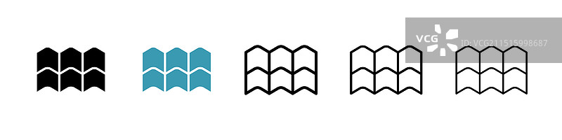 白色背景上的屋顶瓦片图标集图片素材