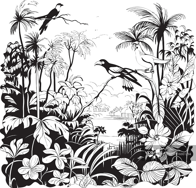 黑色夜幕下的乌木树冠丛林图标图片素材