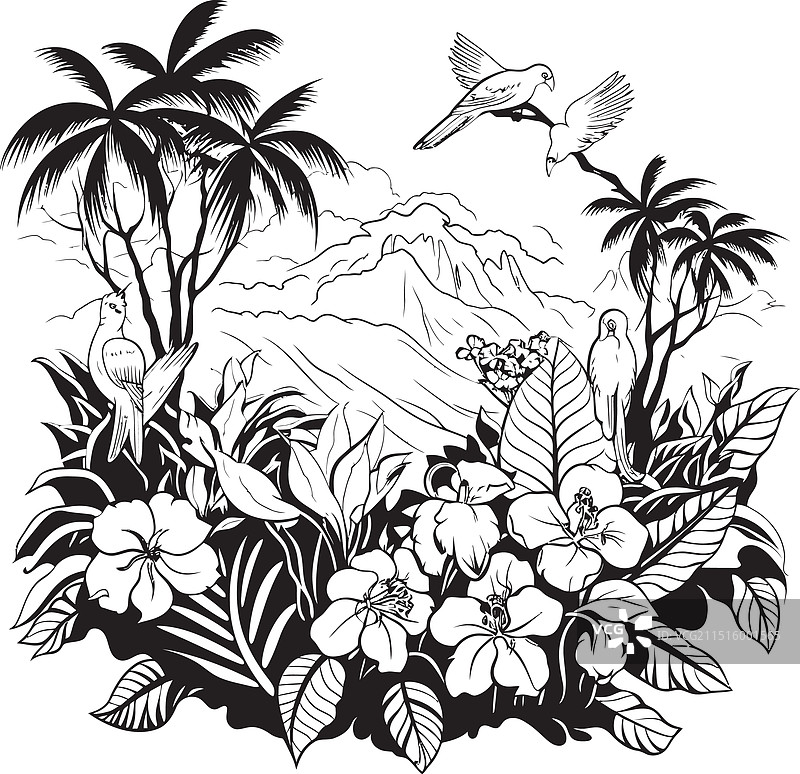 伊甸园之夜：丛林剪影图标设计图片素材